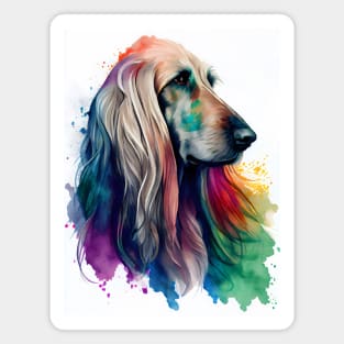 Watercolor Afghan Hound with Bright Rainbow Colors Magnet